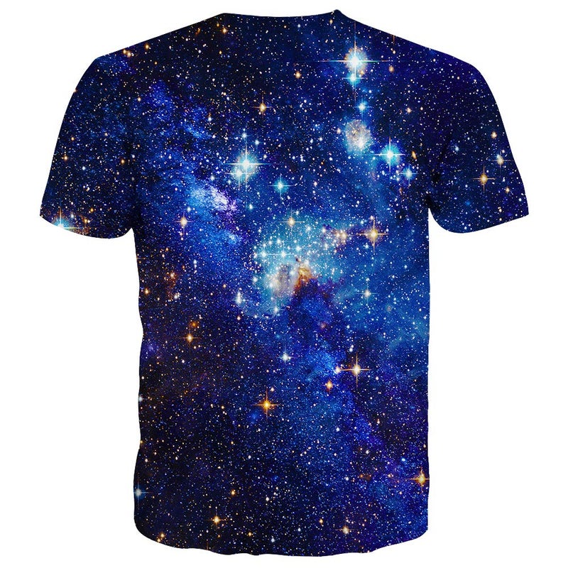 LAIDIPAS Galaxy Shirt Blue 3D Cool T-Shirt for Women Unisex Men Casual Top Tees Space XXL - Image 2